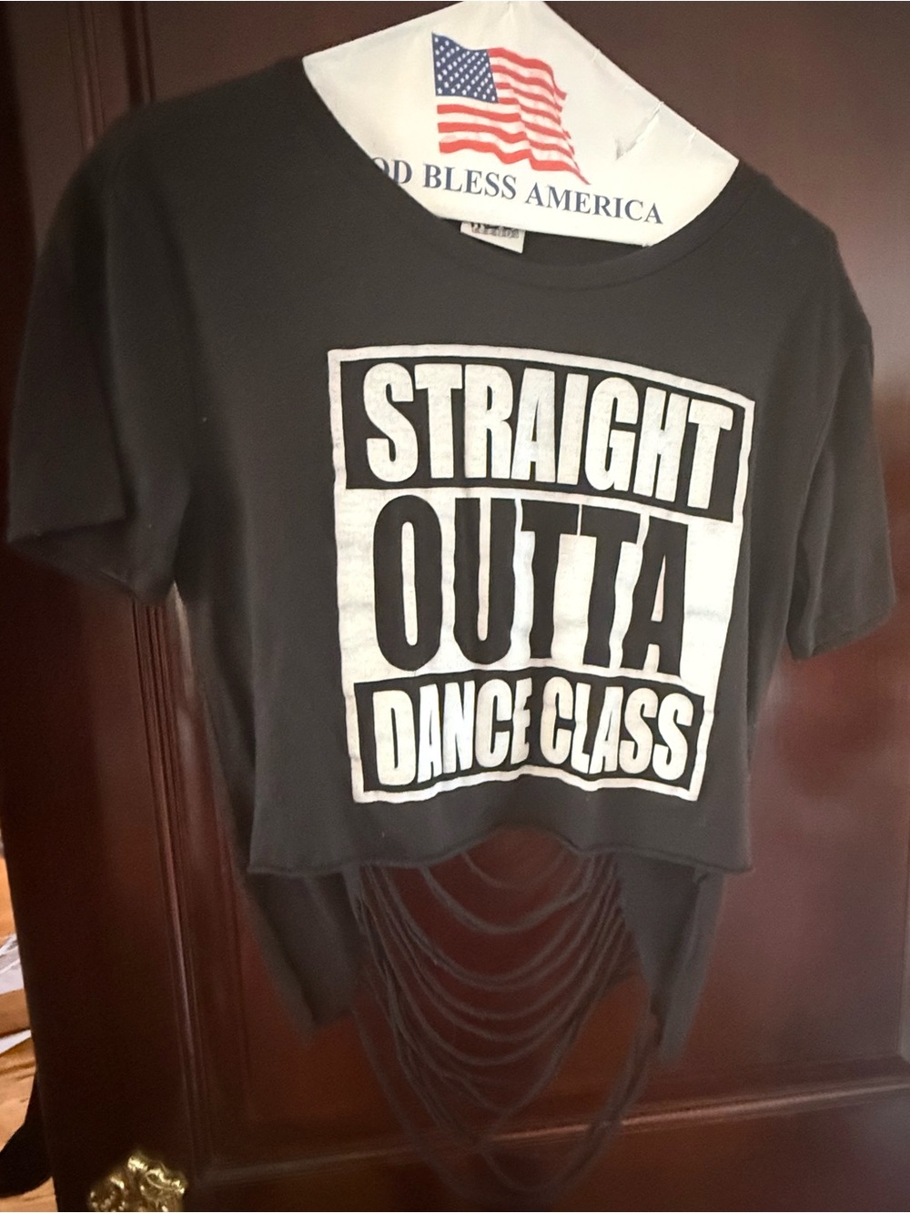 Trendy boutique Black Crop Top with White 'Straight Outta Dance Class' Graphic